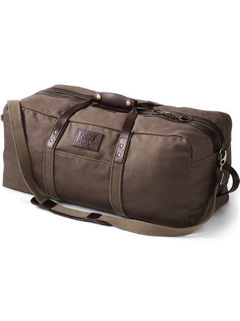 lands end waxed canvas duffle.